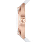 Michael Kors Oversized Lennox Pavé Rose Gold-Tone and White Silicone Watch - MK7248