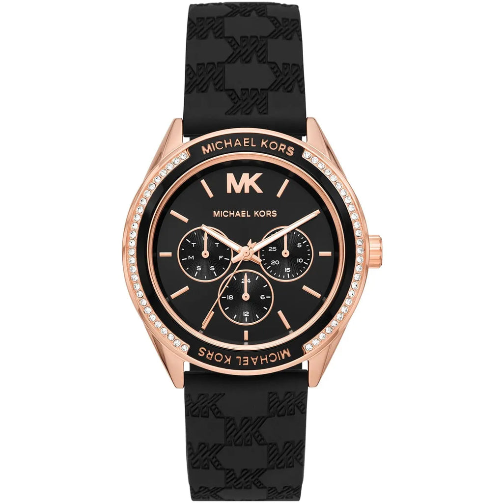Michael Kors Oversized Jessa Multifunction Black Silicone Strap Women's Watch - MK7266