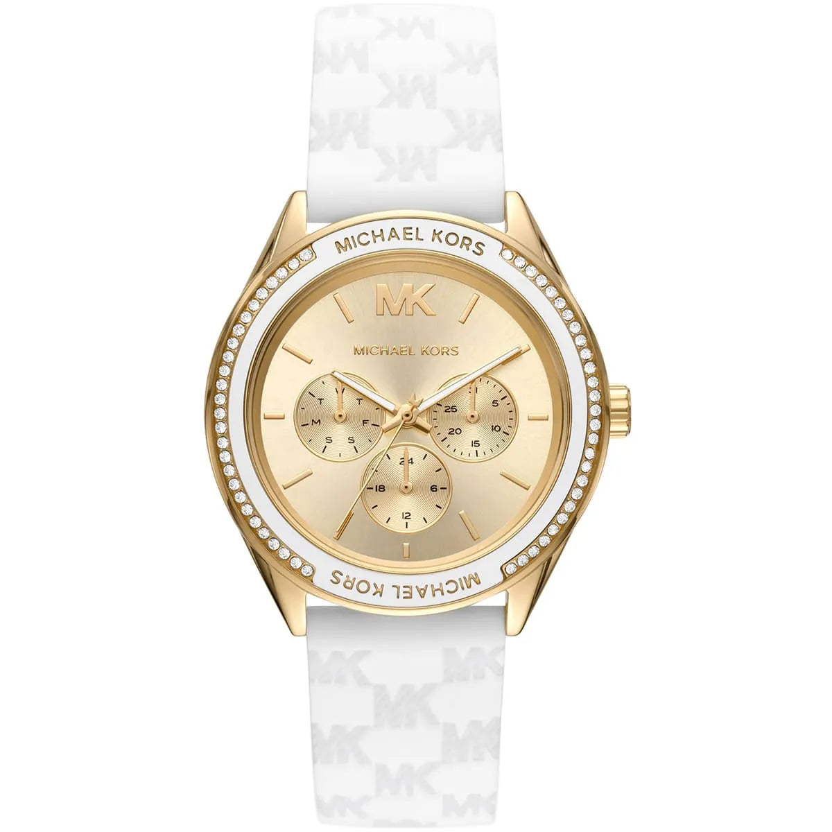 Michael Kors Oversized Jessa Gold-Tone and White Silicone Women's Watch - MK7267 Hoofdafbeelding