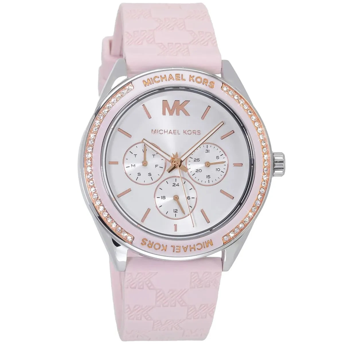 Michael Kors Oversized Jessa Multifunction Silver Sunray Dial Pink Silicone Women's Watch - MK7268 Secundaire afbeelding
