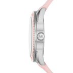 Michael Kors Oversized Jessa Multifunction Silver Sunray Dial Pink Silicone Women's Watch - MK7268