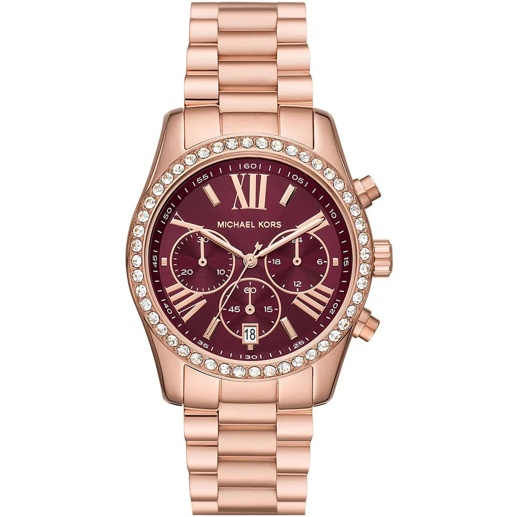 Michael Kors Lexington Lux Chronograph Rose Gold-Tone Women's Watch - MK7275