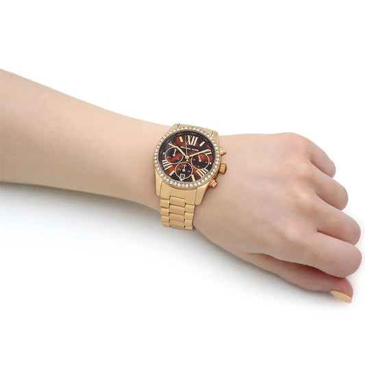 Michael Kors Lexington 38mm Brown Dial Gold-Tone Chronograph Women's Watch MK7276