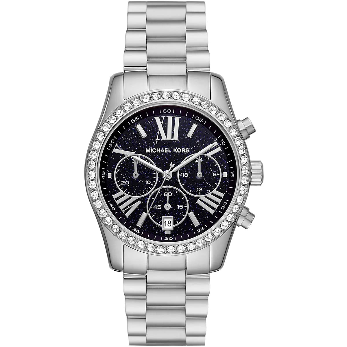 Michael Kors Lexington Chronograaf Dameshorloge met Zwarte Wijzerplaat en Zilveren Kast - MK7277 Hoofdafbeelding