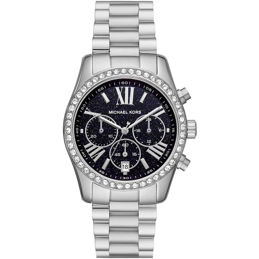 Michael Kors Lexington Chronograph Black Dial Silver Women's Watch - MK7277