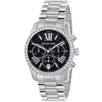 Michael Kors Lexington Chronograph Black Dial Silver Women's Watch - MK7277