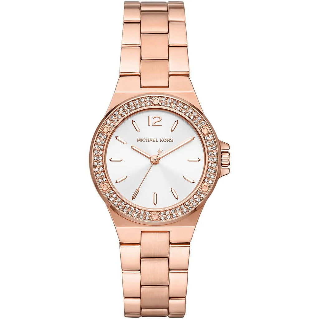 Michael Kors Mini-Lennox Pavé White Dial Rose gold Women's Watch - MK7279