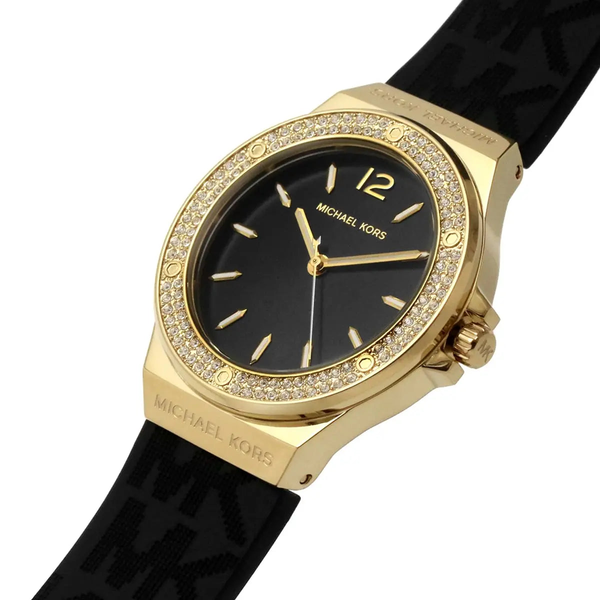 Michael Kors Lennox dameshorloge met zwart siliconen logo - MK7281 Secundaire afbeelding