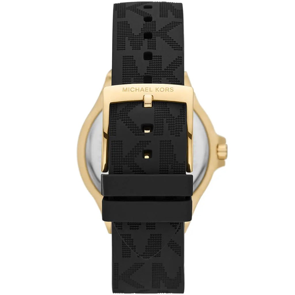 Michael Kors Lennox dameshorloge met zwart siliconen logo - MK7281