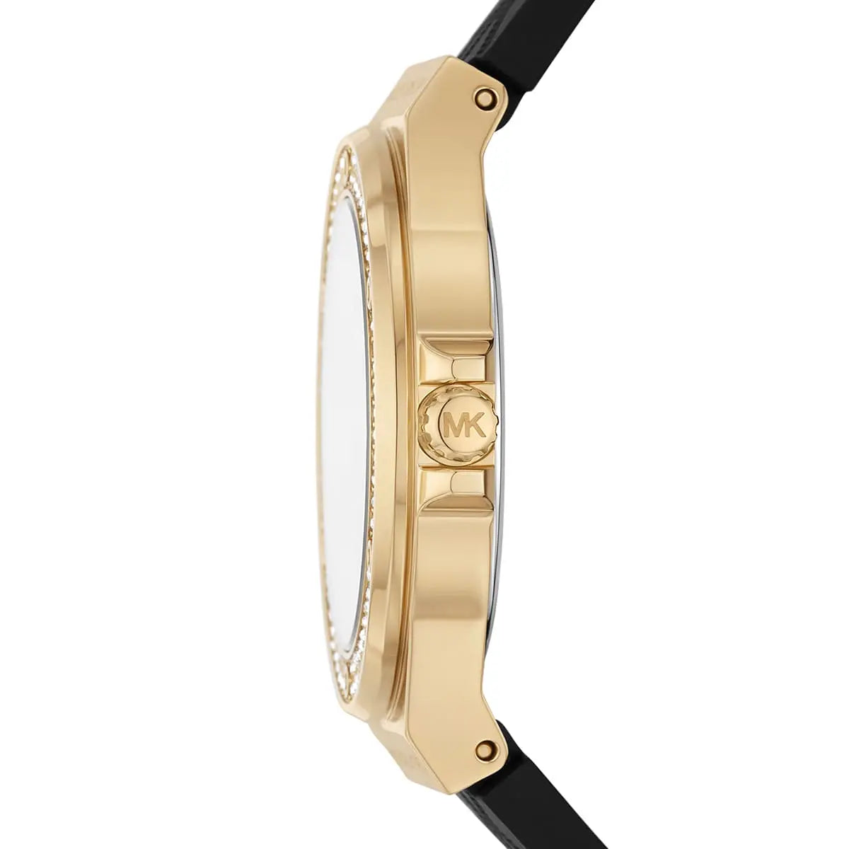 Michael Kors Lennox dameshorloge met zwart siliconen logo - MK7281