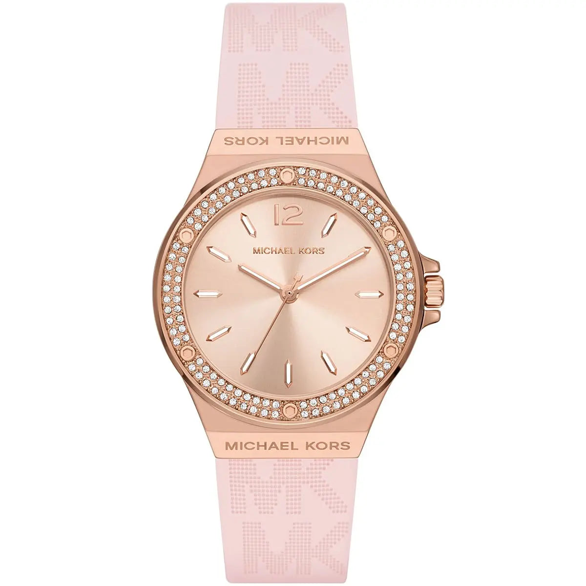 Michael Kors Lennox Rose Gold Dial and Pink Silicone Strap Women's Watch - MK7282 Hoofdafbeelding