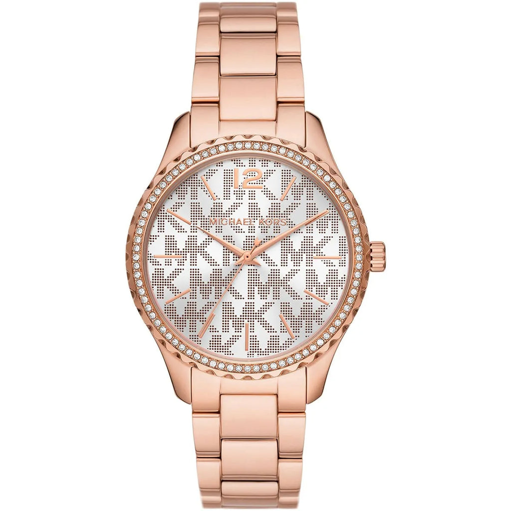Michael Kors Layton Pavé Logo Rose Gold-Tone Women's Watch - MK7297