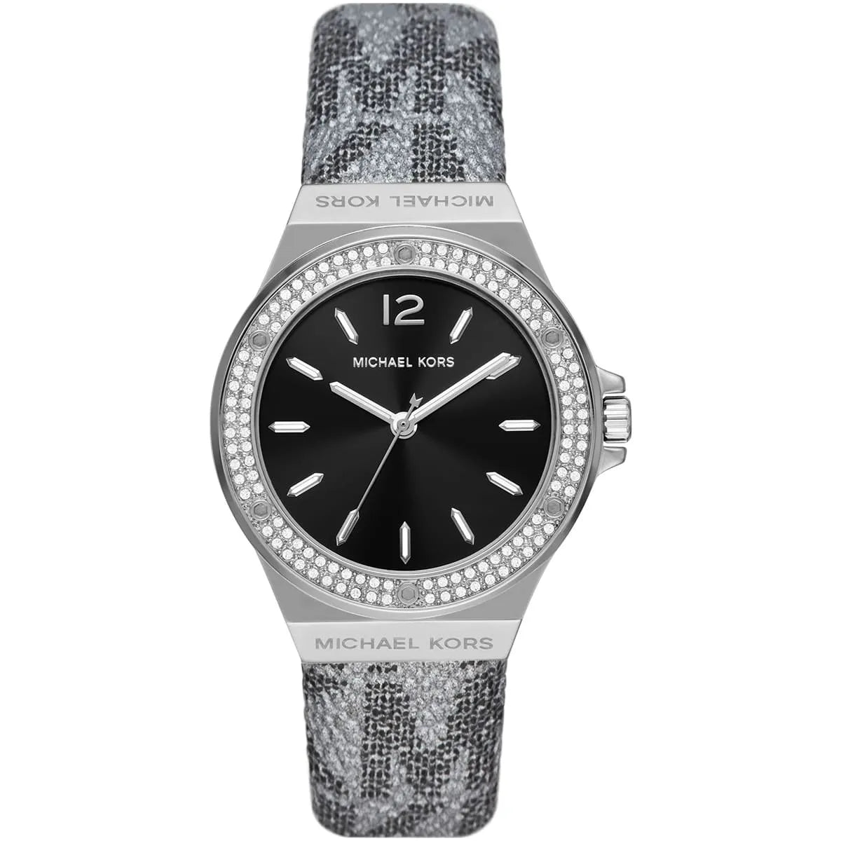 Michael Kors Lennox Pavé Black Dial Silver Genuine Leather Women's Watch - MK7309 Hoofdafbeelding