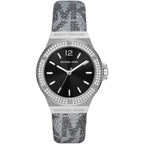 Michael Kors Lennox Pavé Black Dial Silver Genuine Leather Women's Watch - MK7309