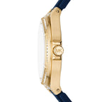 Michael Kors Oversized Lennox Pavé Gold-Tone and Blue Silicone Women's Watch - MK7333