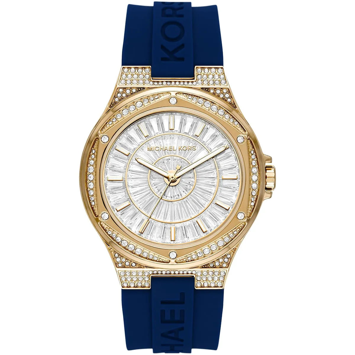 Michael Kors Oversized Lennox Pavé Gold-Tone and Blue Silicone Women's Watch - MK7333 Hoofdafbeelding