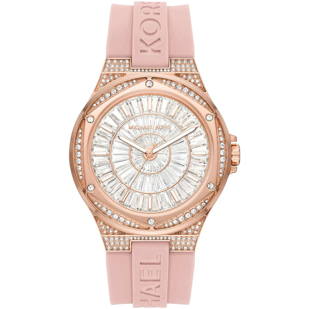 Michael Kors Lennox Pavé Rose Gold and Pink Silicone Women's Watch - MK7334