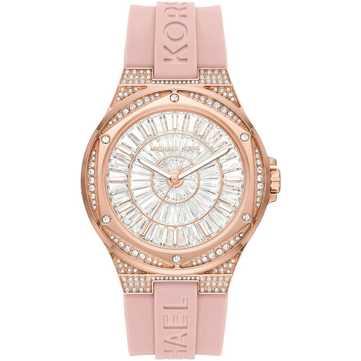 Michael Kors Lennox Pavé Rose Gold and Pink Silicone Women's Watch - MK7334 Hoofdafbeelding