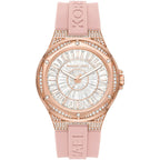 Michael Kors Lennox Pavé Rose Gold and Pink Silicone Women's Watch - MK7334