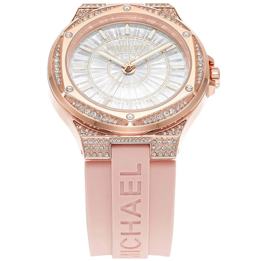 Michael Kors Lennox Pavé Rose Gold and Pink Silicone Women's Watch - MK7334