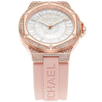 Michael Kors Lennox Pavé Rose Gold and Pink Silicone Women's Watch - MK7334