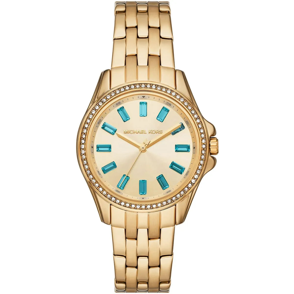 Michael Kors Mini Pilot Pavé dameshorloge in goudkleur - MK7366 Hoofdafbeelding