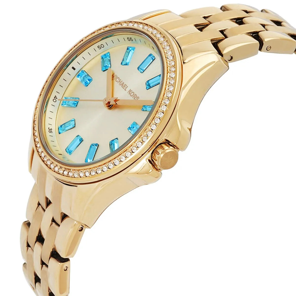 Michael Kors Mini Pilot Pavé dameshorloge in goudkleur - MK7366 Secundaire afbeelding