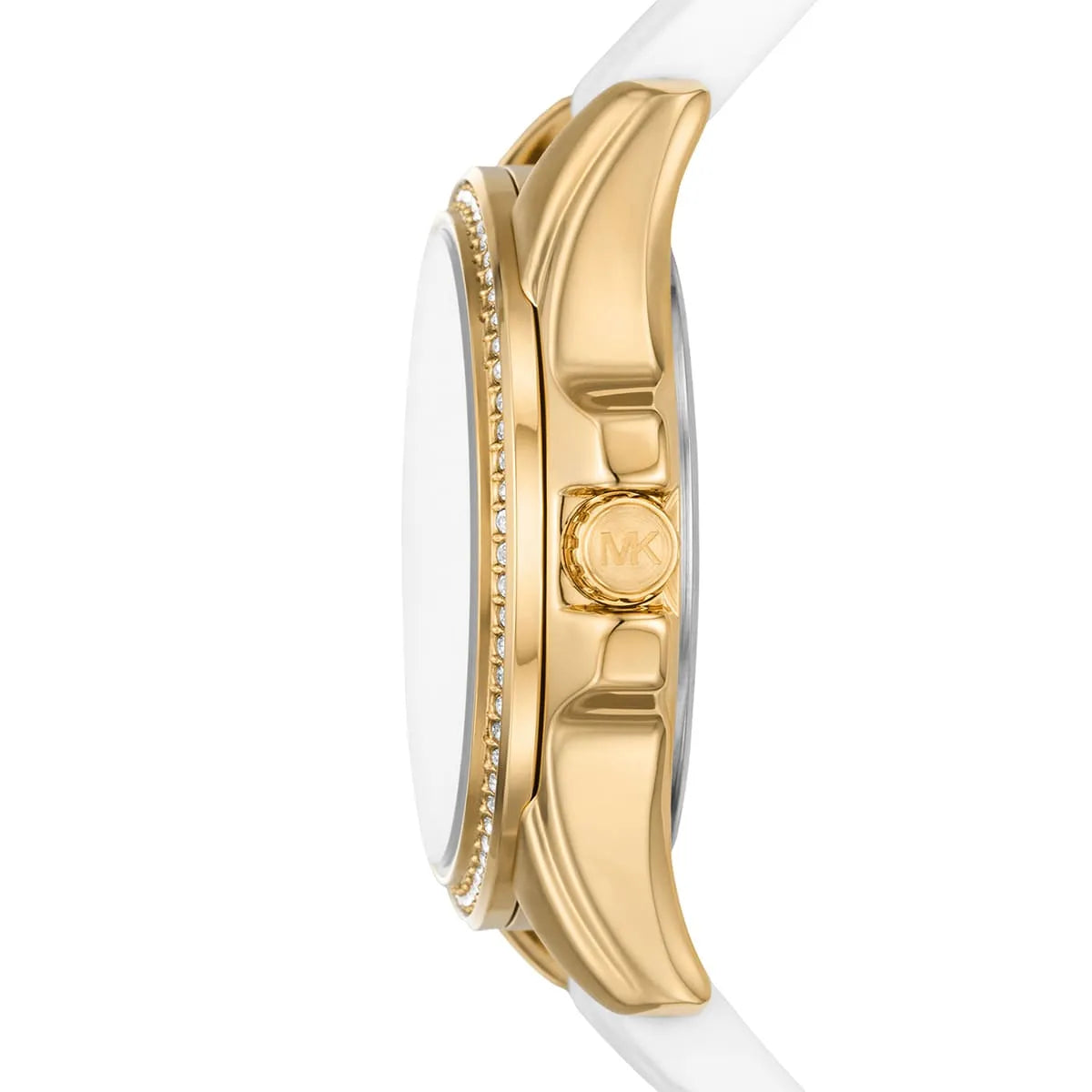 Michael Kors Mini Pilot Pavé Gold White Silicone Women's Watch - MK7372 Secundaire afbeelding