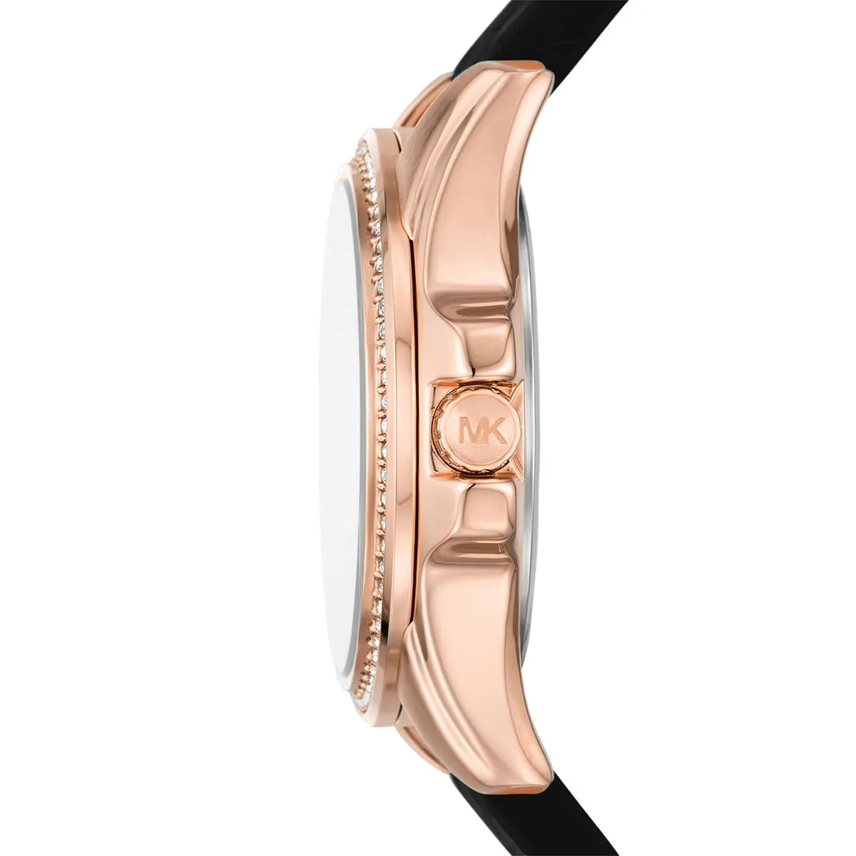 Michael Kors Mini Pilot Pavé Rose Gold Black Silicone Women's Watch - MK7373 Secundaire afbeelding