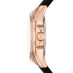 Michael Kors Mini Pilot Pavé Rose Gold Black Silicone Women's Watch - MK7373