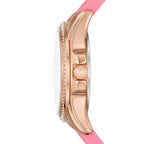 Michael Kors Mini Pilot Pavé Chronograph Rose Gold Dial Logo Silicone Women's Watch - MK7375