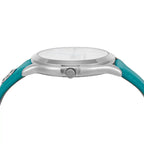 Michael Kors Slim Runway White Dial Santorini Blue Genuine Leather Women's Watch - MK7470