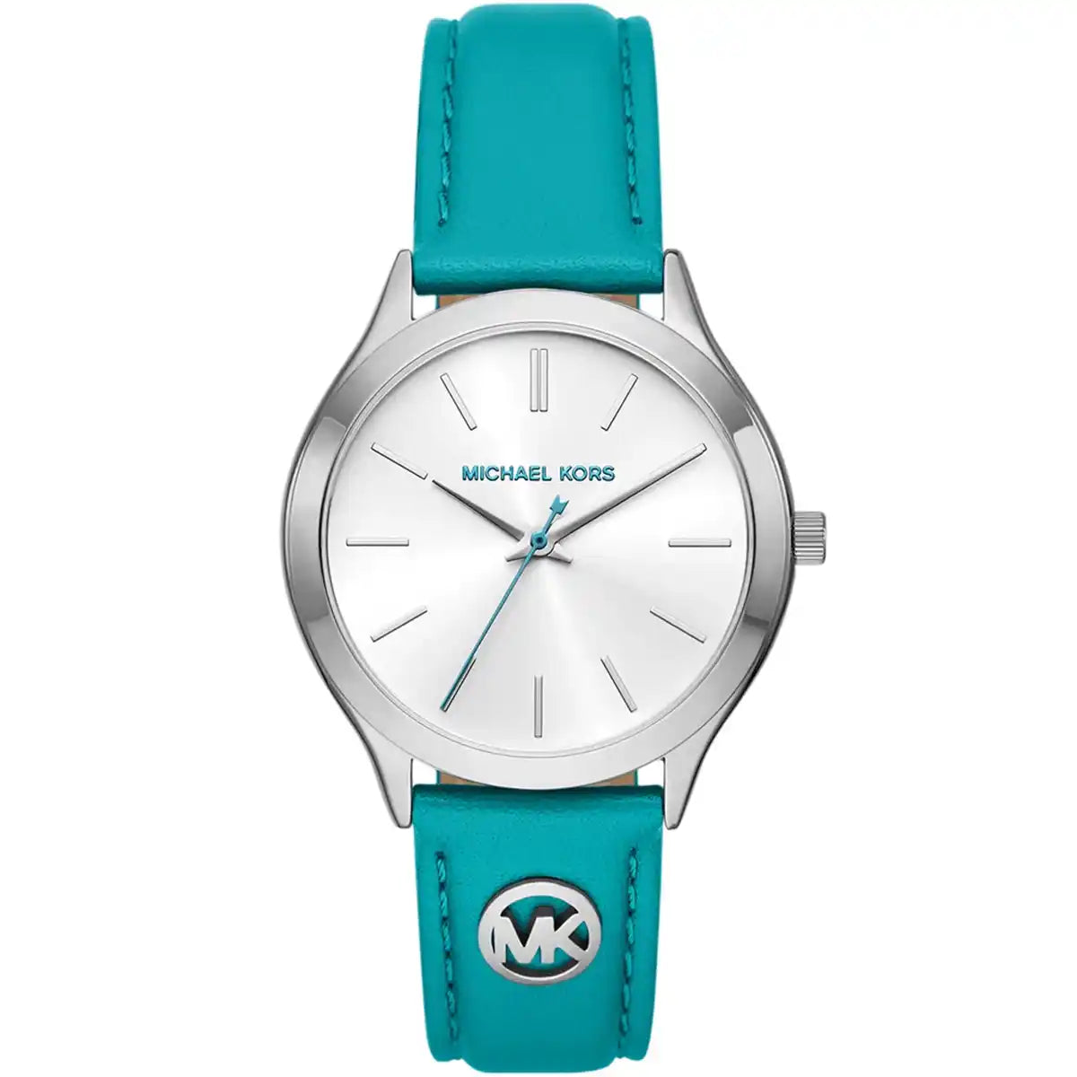 Michael Kors Slim Runway White Dial Santorini Blue Genuine Leather Women's Watch - MK7470 Hoofdafbeelding