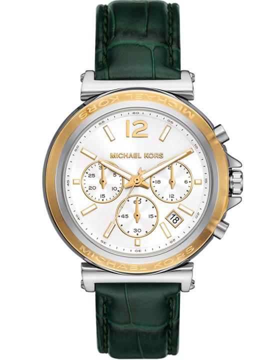 Michael Kors Oversized Maren Chronograph Green Leather Strap Women's Watch - MK7498 Hoofdafbeelding