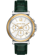 Michael Kors Oversized Maren Chronograph Green Leather Strap Women's Watch - MK7498