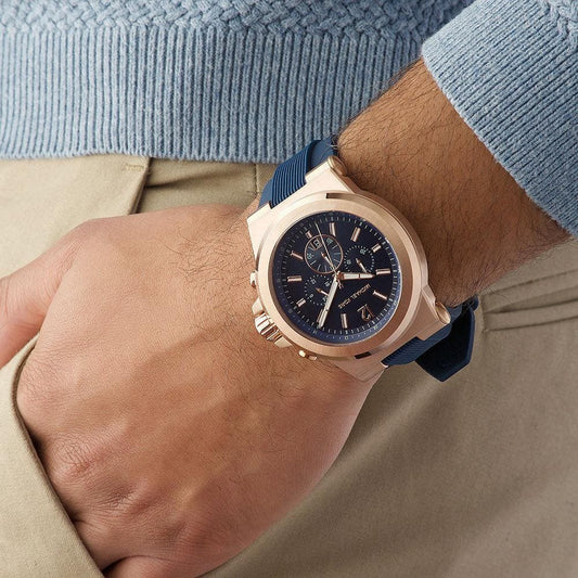 Michael Kors Dylan 49mm Navy Dial Blue Silicone Chronograph Men's Watch MK8295