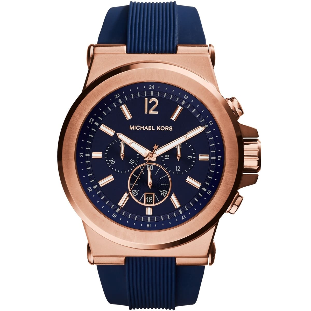Michael Kors Dylan 49mm Navy Dial Blue Silicone Chronograph Men's Watch MK8295
