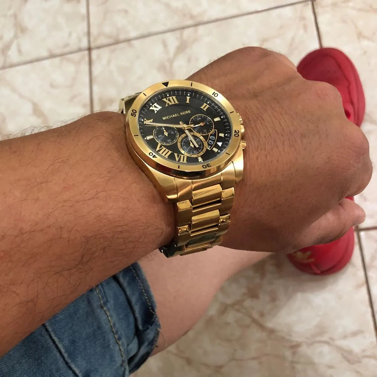 Michael Kors Brecken 44mm Black Dial Gold-Tone Chronograph Men's Watch MK8481