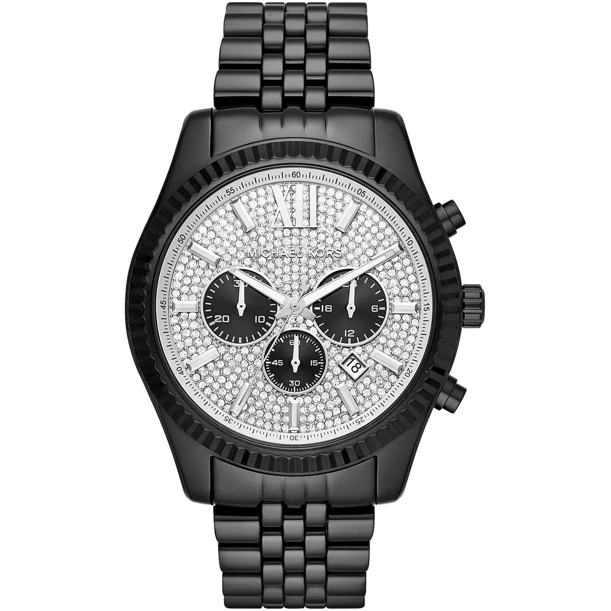 Michael Kors Lexington 45mm Silver Dial Stainless Steel Chronograph Men's Watch MK8605