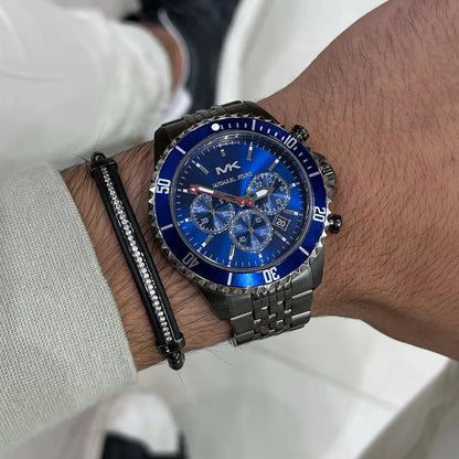 Michael Kors Bayville 44mm Blue Dial Stainless Steel Chronograph Men's Watch MK8727