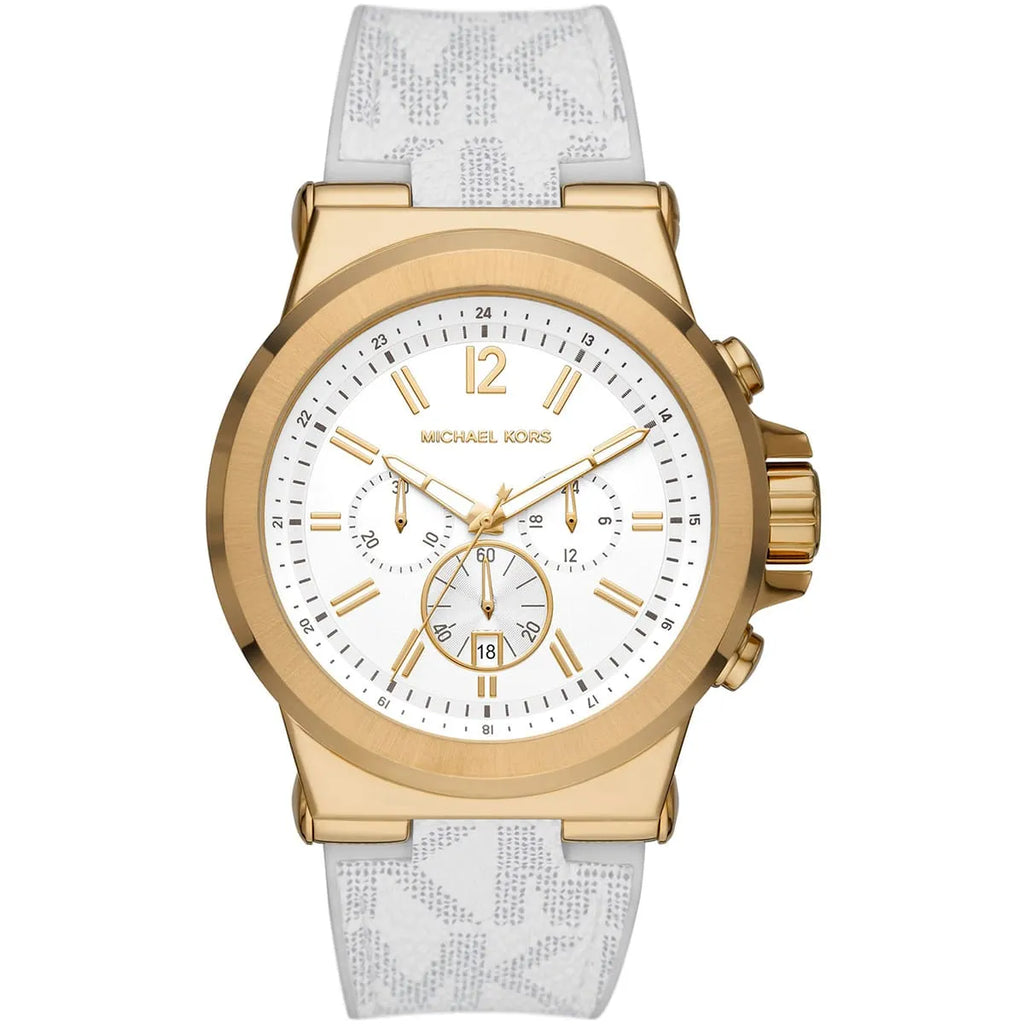 Michael Kors Dylan Chronograph White Dial White Silicone/Rubber Strap Men's Watch - MK8937