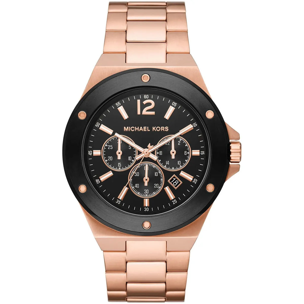 Michael Kors Lennox Chronograph Black Dial Rose-gold Men's Watch - MK8940