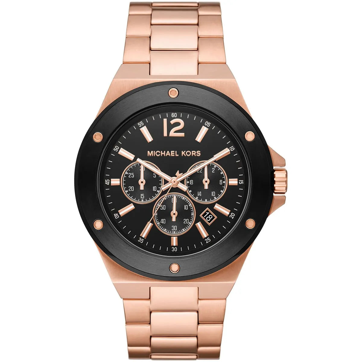 Michael Kors Lennox Chronograaf Herenhorloge met Zwarte Wijzerplaat en Roségouden Kast - MK8940 Hoofdafbeelding