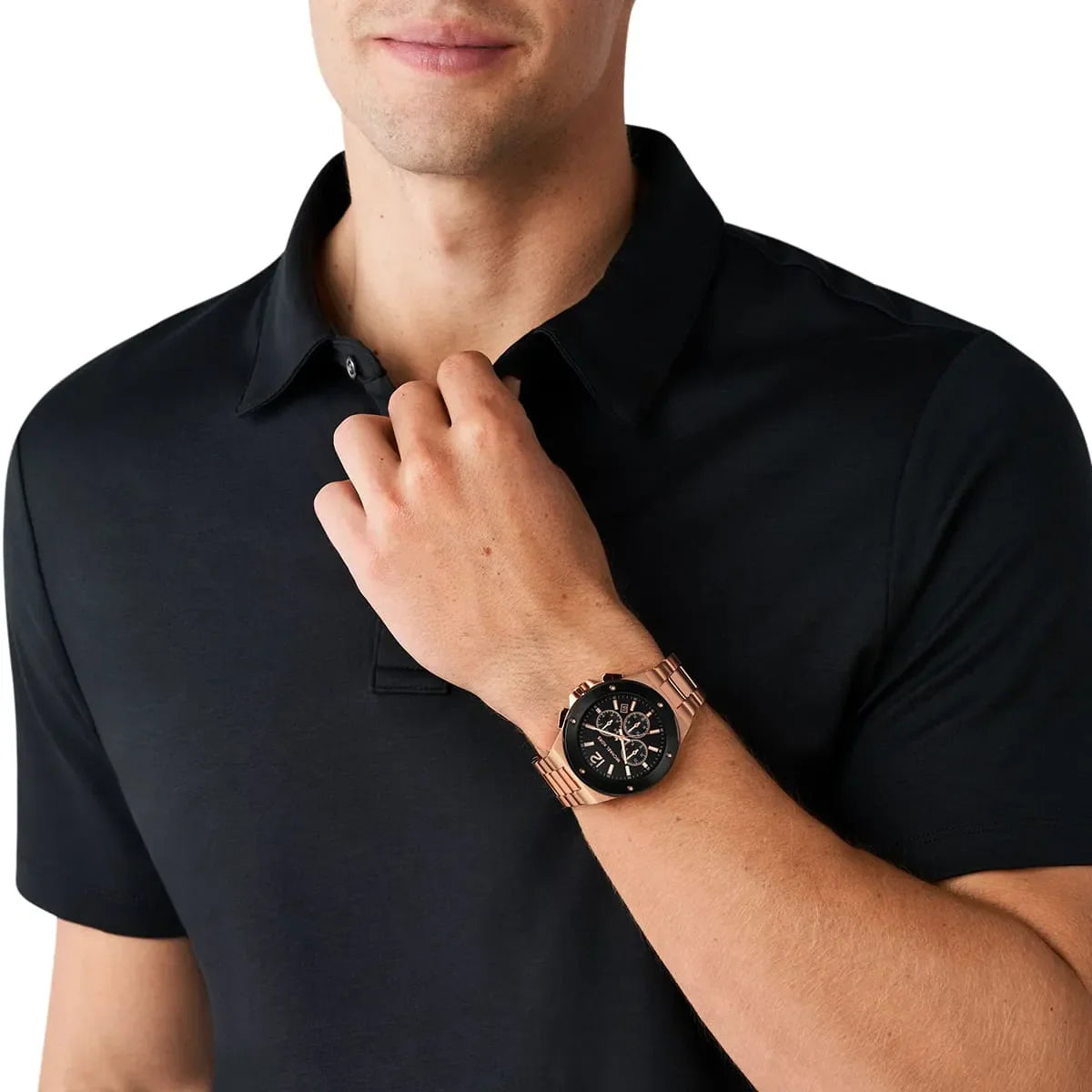 Michael Kors Lennox Chronograph Black Dial Rose-gold Men's Watch - MK8940