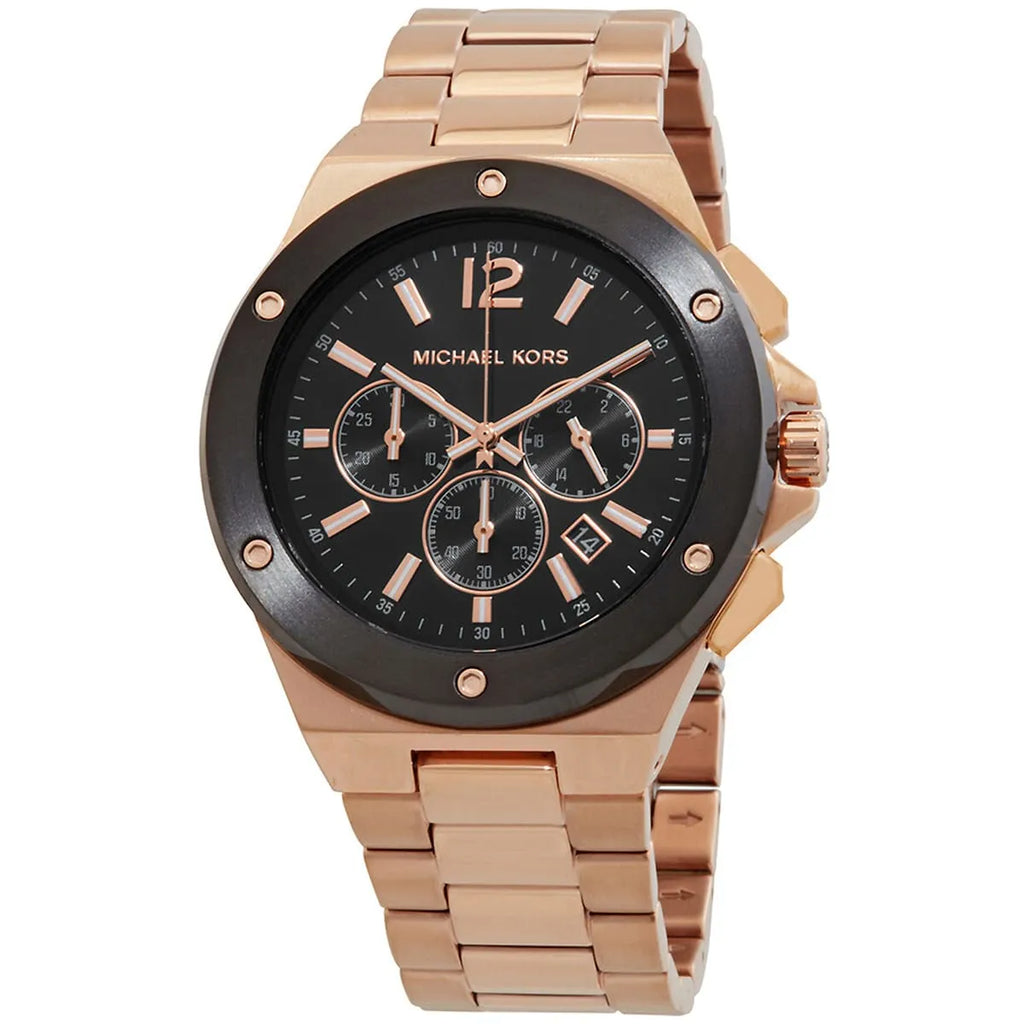Michael Kors Lennox Chronograph Black Dial Rose-gold Men's Watch - MK8940