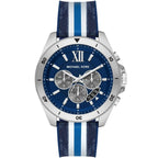 Michael Kors Brecken Chronograph Navy Blue Dial PVC Blue/white Sporty Strap MEn's Watch - MK8950