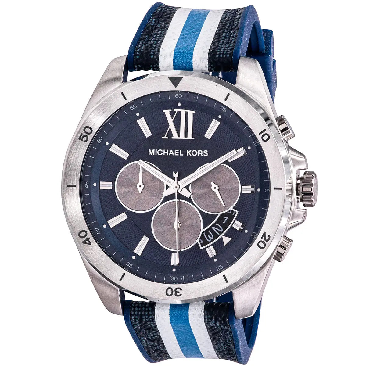 Michael Kors Brecken Chronograph Navy Blue Dial PVC Blue/white Sporty Strap MEn's Watch - MK8950 Secondary image