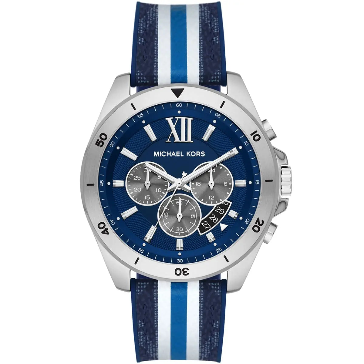 Michael Kors Brecken Chronograph Navy Blue Dial PVC Blue/white Sporty Strap MEn's Watch - MK8950 Main image