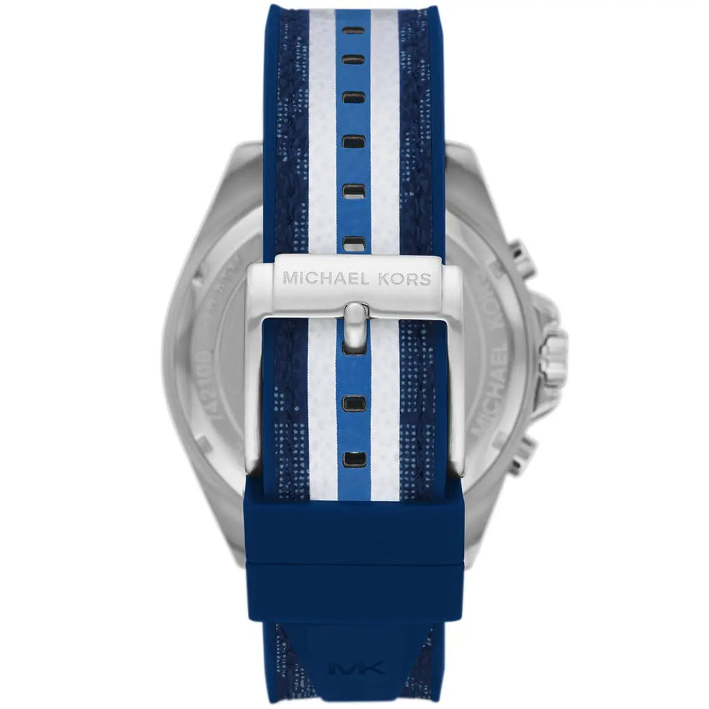 Michael Kors Brecken Chronograph Navy Blue Dial PVC Blue/white Sporty Strap MEn's Watch - MK8950