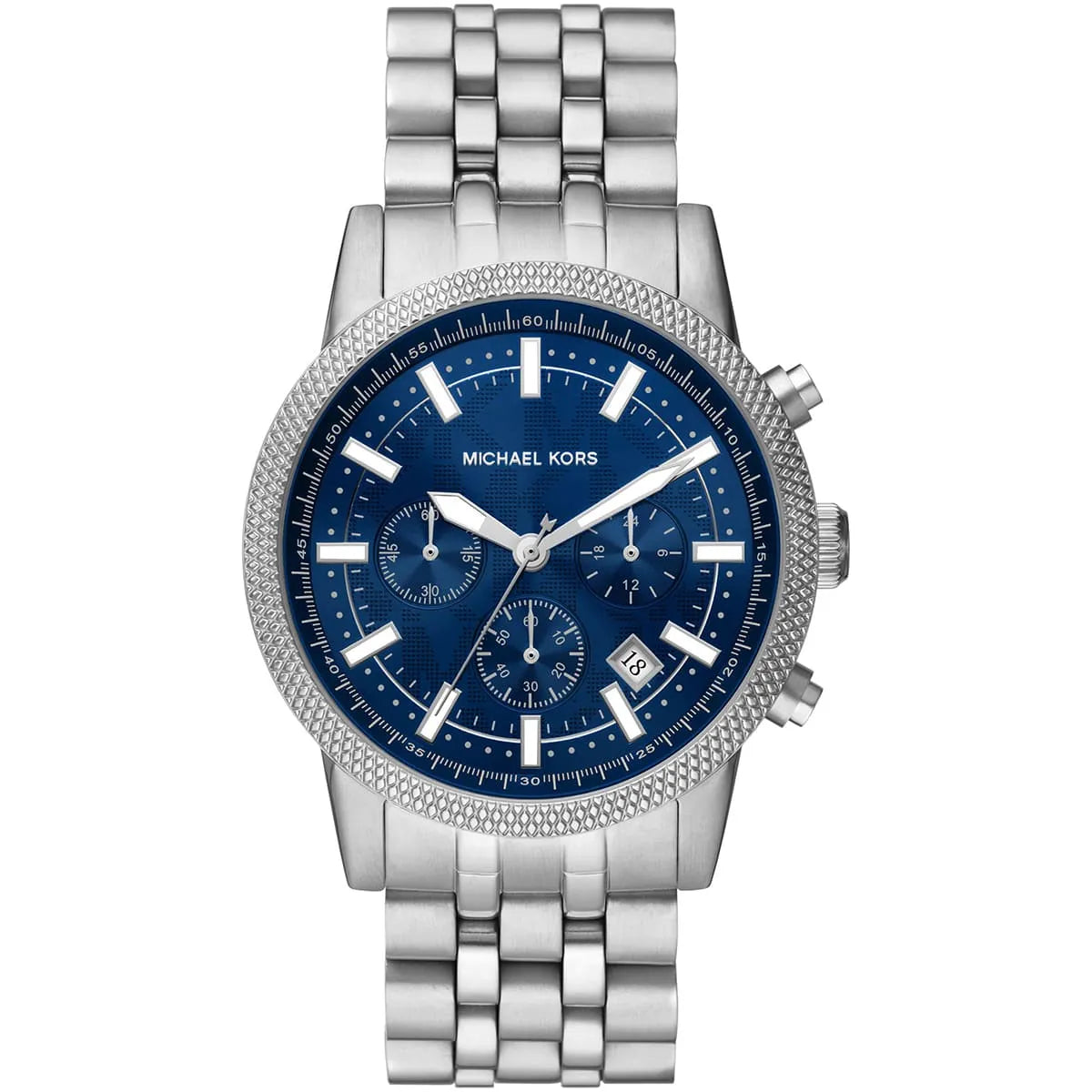 Michael Kors Hutton Chronograaf Herenhorloge met Blauwe Wijzerplaat en Zilveren Kast - MK8952 Hoofdafbeelding